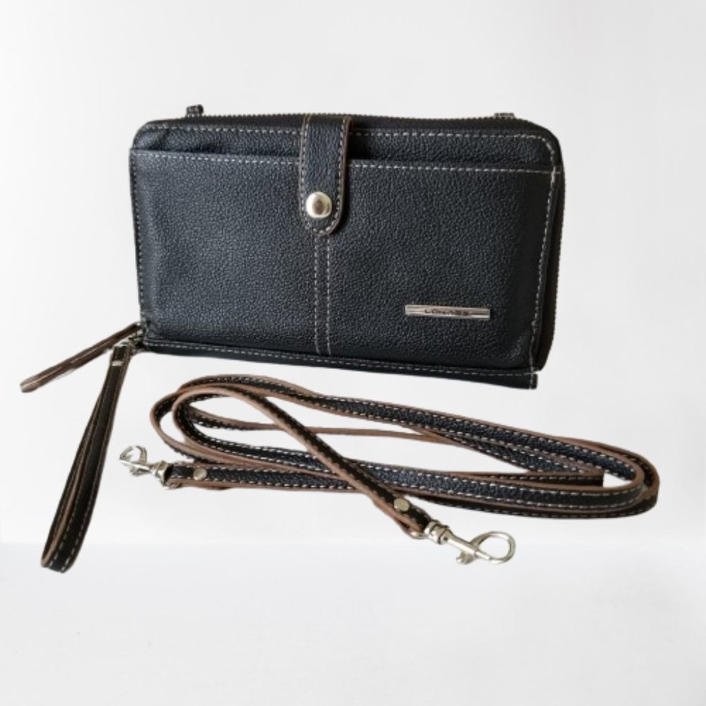 NEW! Faux Leather Wallet Purse with Two Detachable Straps and RFID
